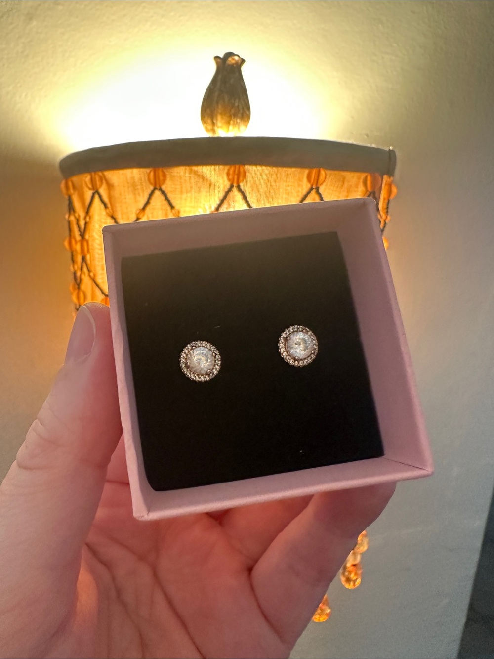 Genuine Pandora Round Sparkle Halo Studs in Rose Gold